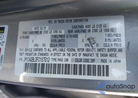 2015 Mazda Mazda5 Sport from USA, damaged, VIN JM1CW2BL0F0187912